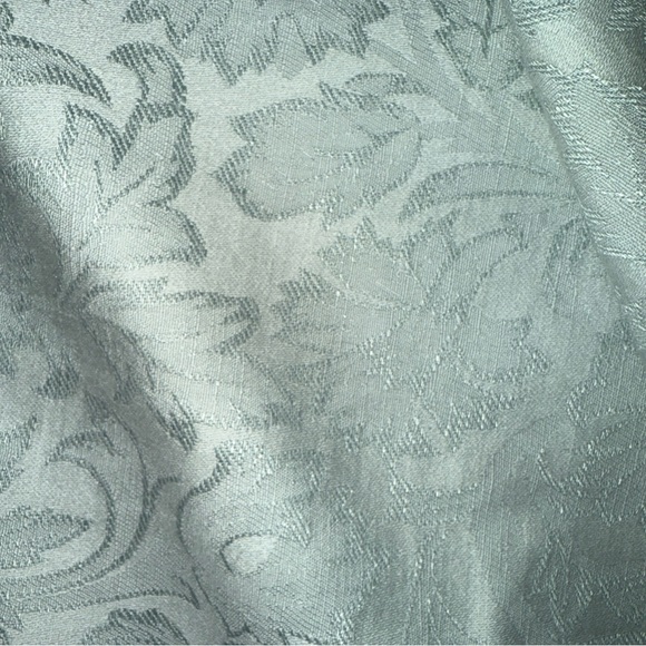 April Cornell  Aqua Brocade W Lace Farmhouse Cottage 56x56 In Tablecloth - Picture 4 of 5